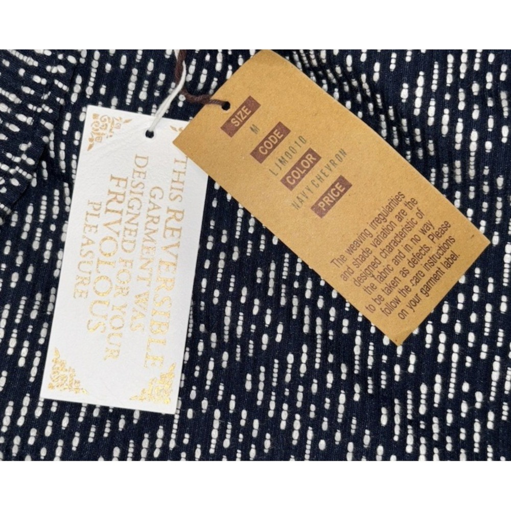 NEW La Blend Mandarin Open Jacket Sz‎ M Navy White 3/4 Sleeve Reversible Pockets - Picture 8 of 12